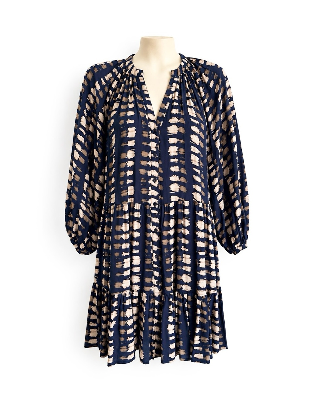 APIECE APART NEW YORK MITTE TIERED PRINTED CREPE DE CHINE MINI DRESS SZ M - Picture 2 of 5